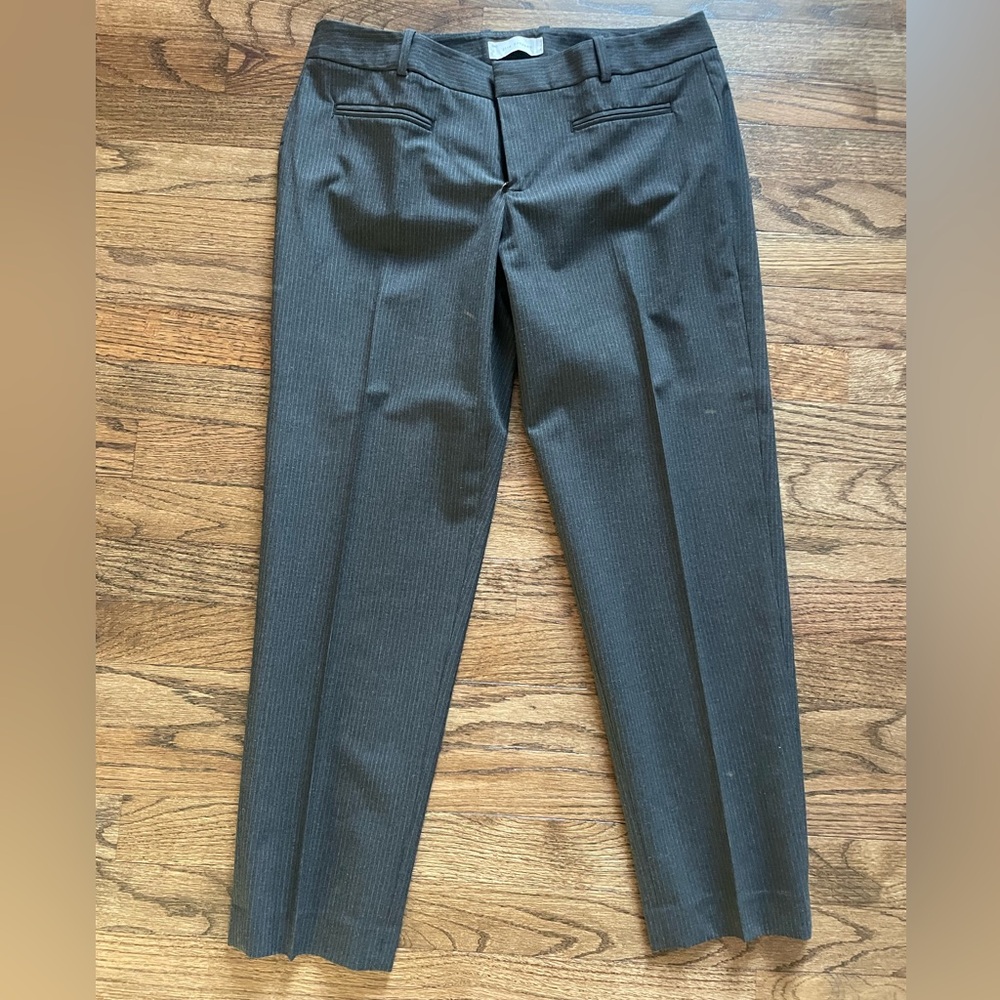 Grey Pinstriped Slim Cropped Trouser